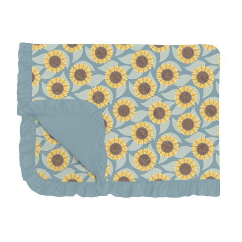 Toddler Blanket with Ruffles - Stormy Sea Sunflower