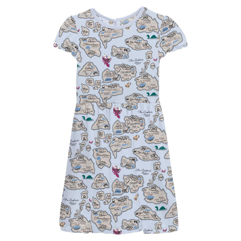 Flutter Sleeve Twirl Dress - Dew Pirate Map