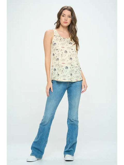 Tank Top - Hedgehog Floral Print