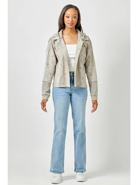 Jacket - Star Embroidery Washed Stone