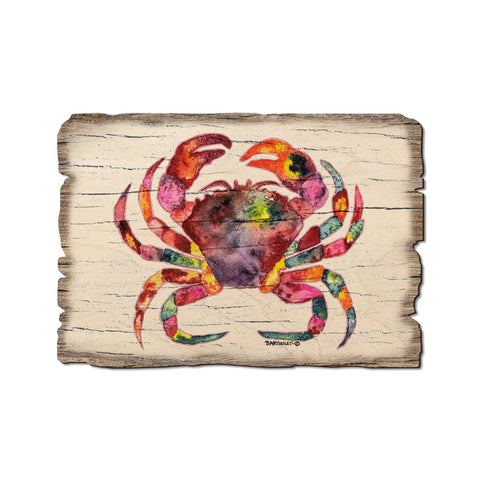Wood Postcard - Rustic Beach Rainbow Crab