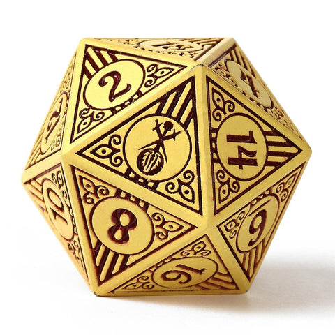 Solid Metal Bard RPG Dice Set - Dark Cream with Brown