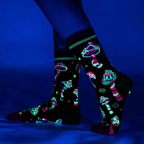 Crew Socks - Funky Fungi (UV Reactive)