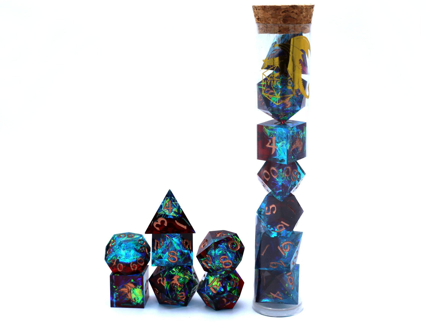 Captured Magic Hand Sanded Sharp Edge Resin Dice Set - Blue Red