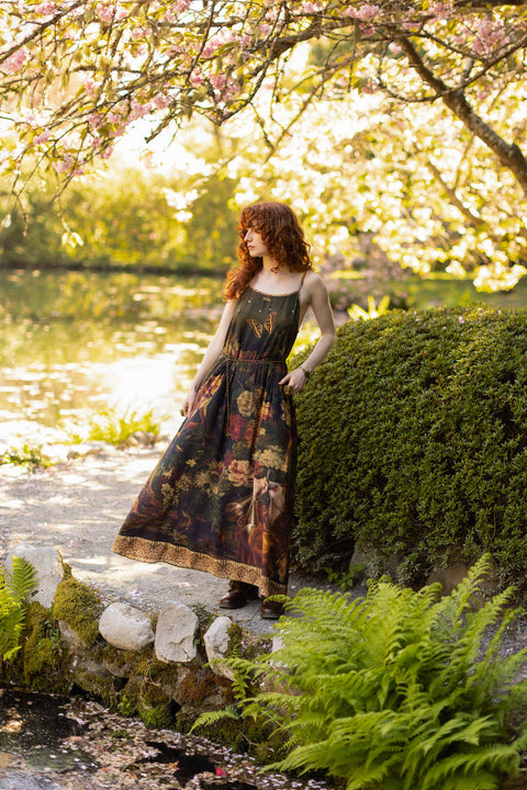 Long Maxi Slip Dress - The Messenger w/ Joan of Arc & Florals