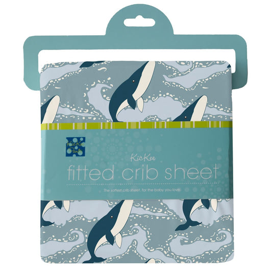 Grow-With-Me Crib to Twin Fitted Sheet - Stormy Sea Splashing Whales