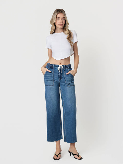 Jeans - High Rise Super Soft Drawstring Baggy Wide