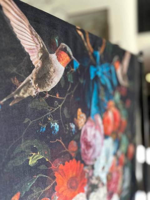 Scarf (Bamboo) - Flight of Fancy Floral with Hummingbirds