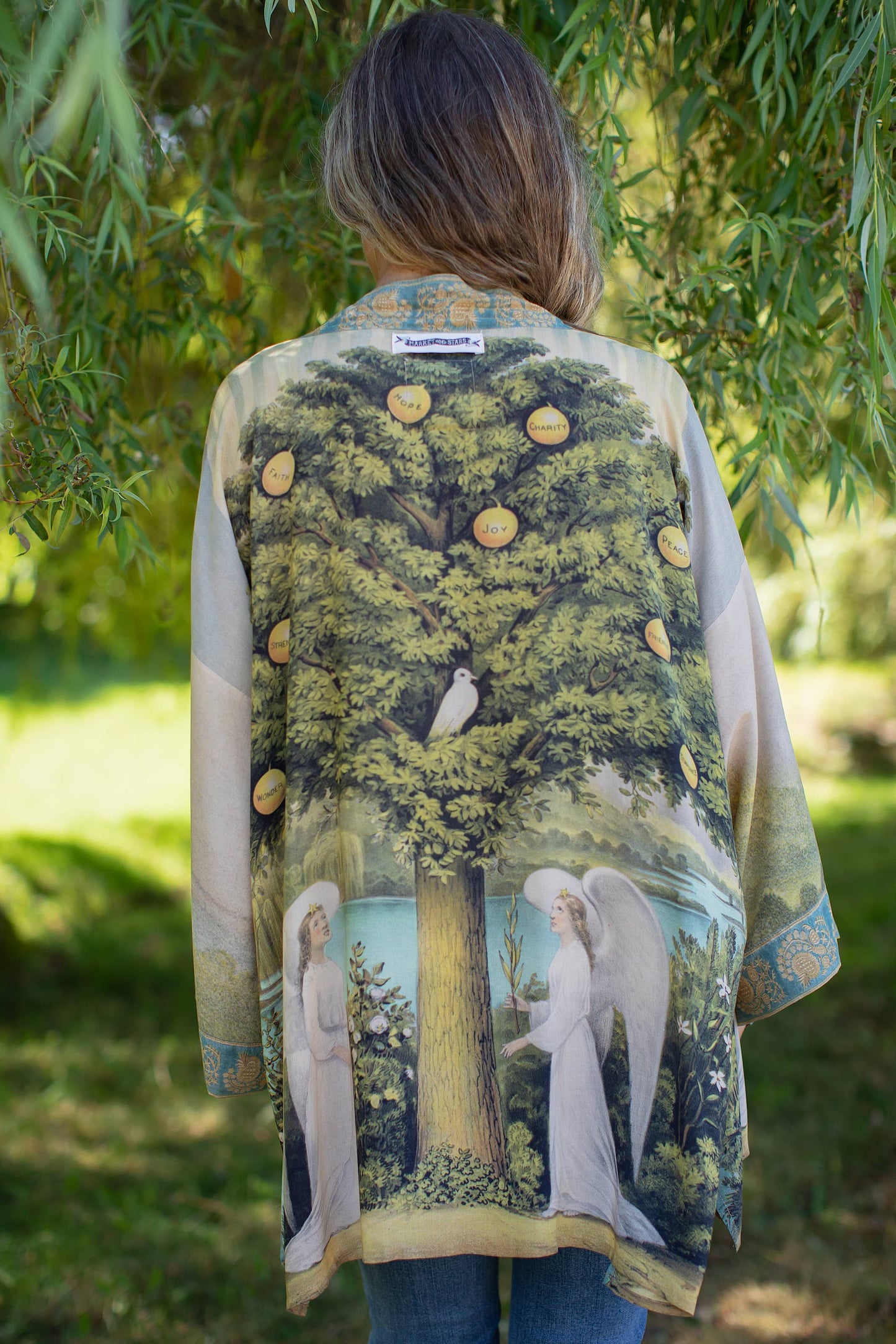 Bamboo Bohemian Kimono Cardigan with Belt - Tree of Life