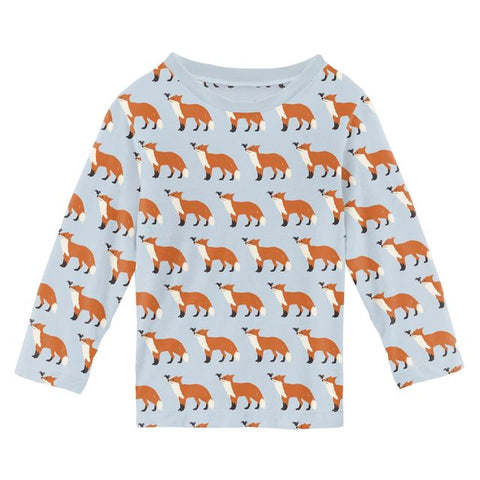 Crew Neck Tee (Long Sleeve) - Illusion Blue Fox & The Crow