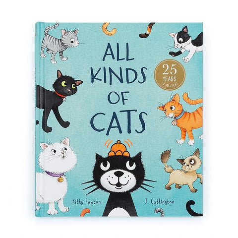 Book cover with multiple illustrated cats