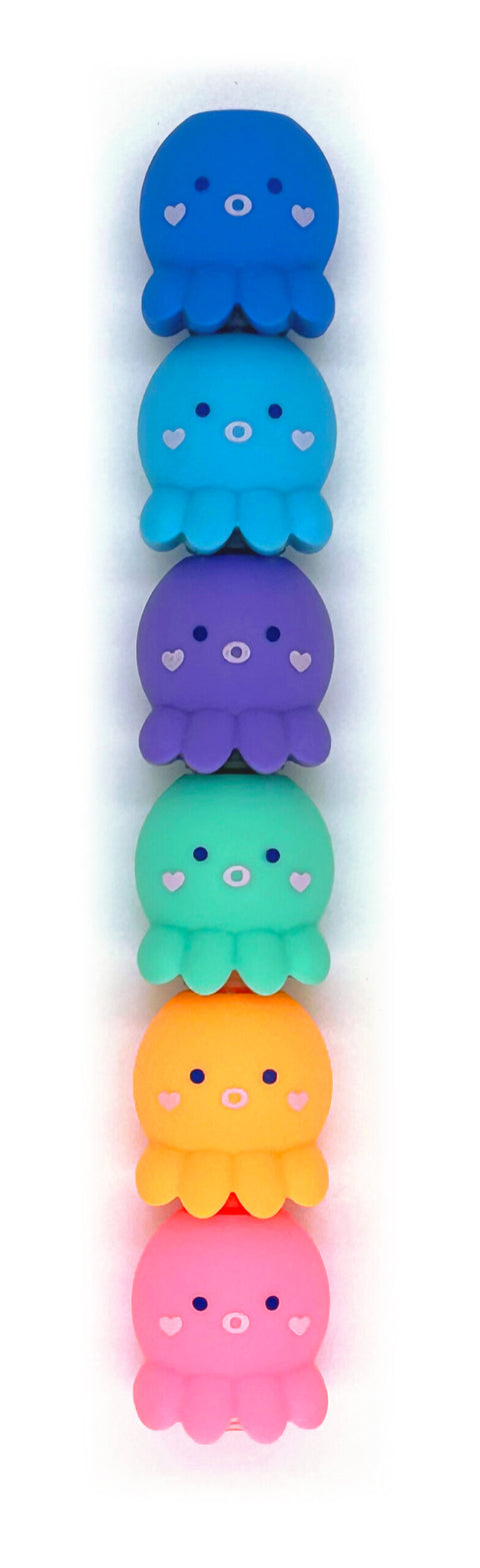 Image shows 5 octopus markers stacked together