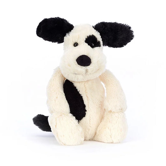 Stuffed Animal - Bashful Black & Cream Puppy Medium