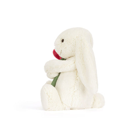 Stuffed Animal - Cream Bunny with Rose