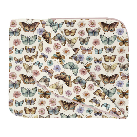 Fluffle Throw Blanket with Embroidery - Botanical Butterflies