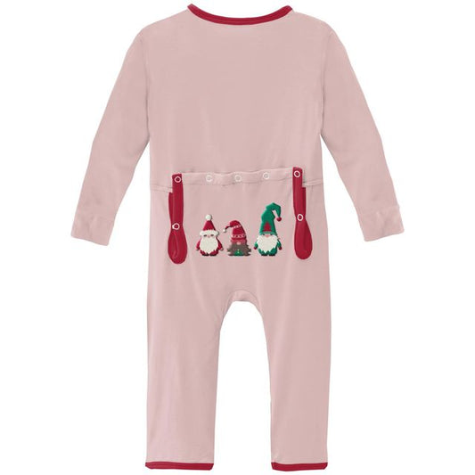 Applique Coverall (Snaps) - Baby Rose Gnomes (Drop 2 Presale)