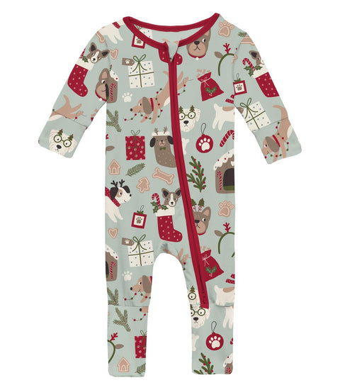 Convertible Coverall (2 Way Zipper) - Aloe Christmas Dogs