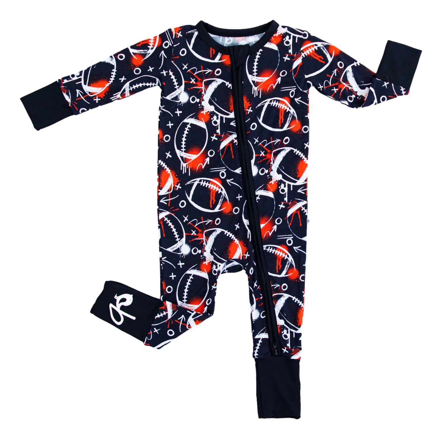 Convertible Romper - Graffiti Football Black & Orange