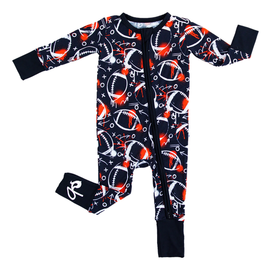 Convertible Romper - Graffiti Football Black & Orange