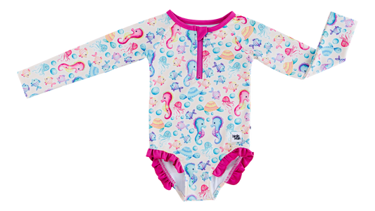 Rashguard  Swimsuit (Baby-Kids) - Coral