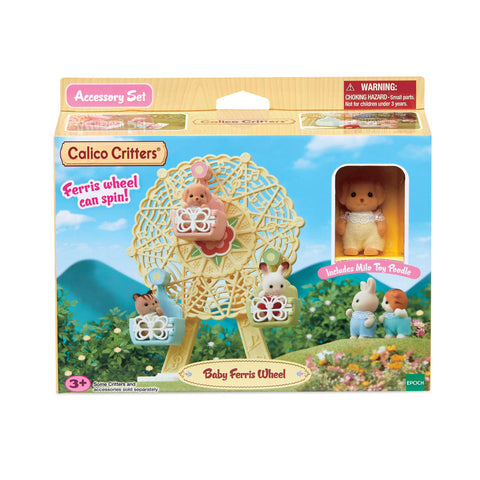 Calico Critters Baby Ferris Wheel accessory set packaging with toy figure and Ferris wheel.
