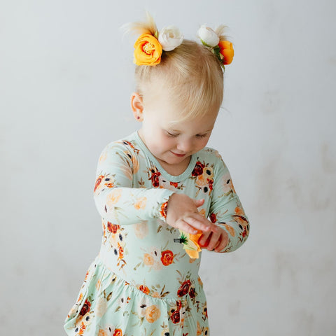 Skirted Onesie - Aloe Fall Floral