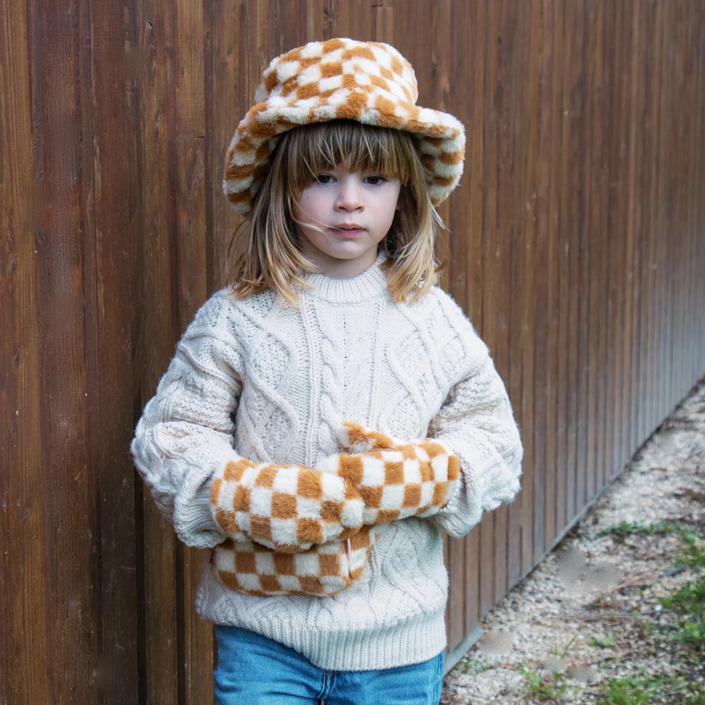 Bucket Hat - Furry Toffee Check