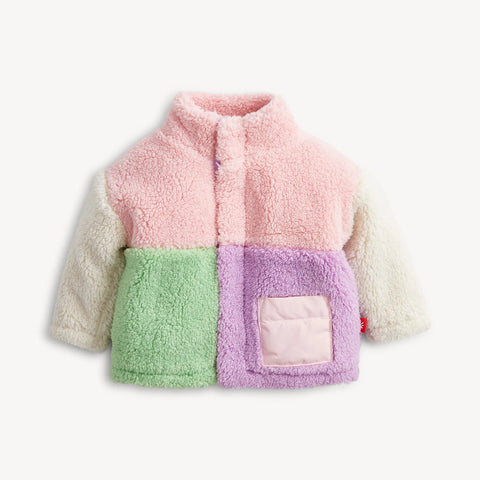 Color Block Sherpa Jacket - Pink
