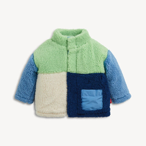 Color Block Sherpa Jacket - Blue