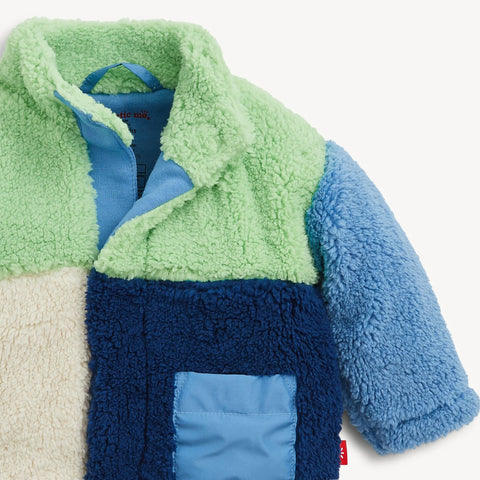 Color Block Sherpa Jacket - Blue