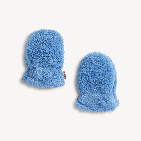 Color Block Sherpa Mittens - Blue