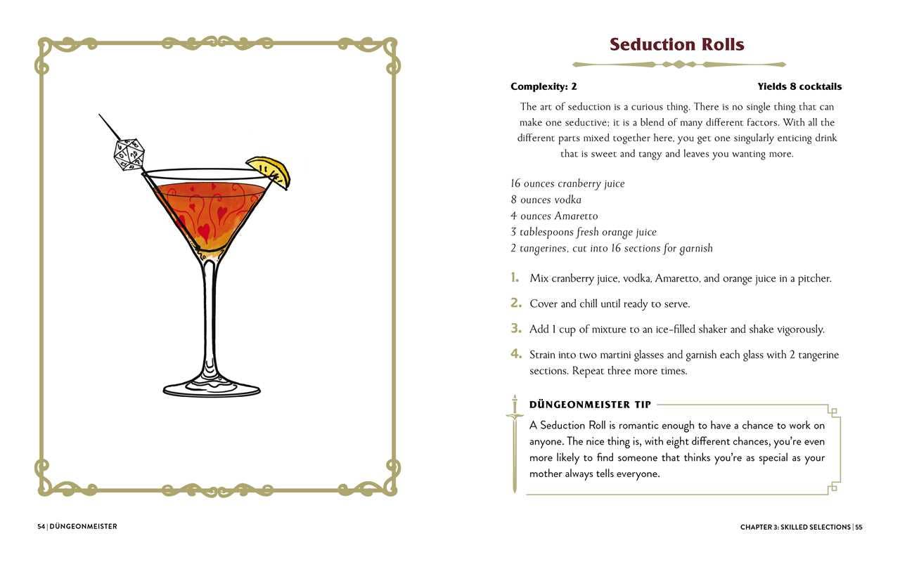 The image shows a recipe for a cocktail called Seduction Rolls