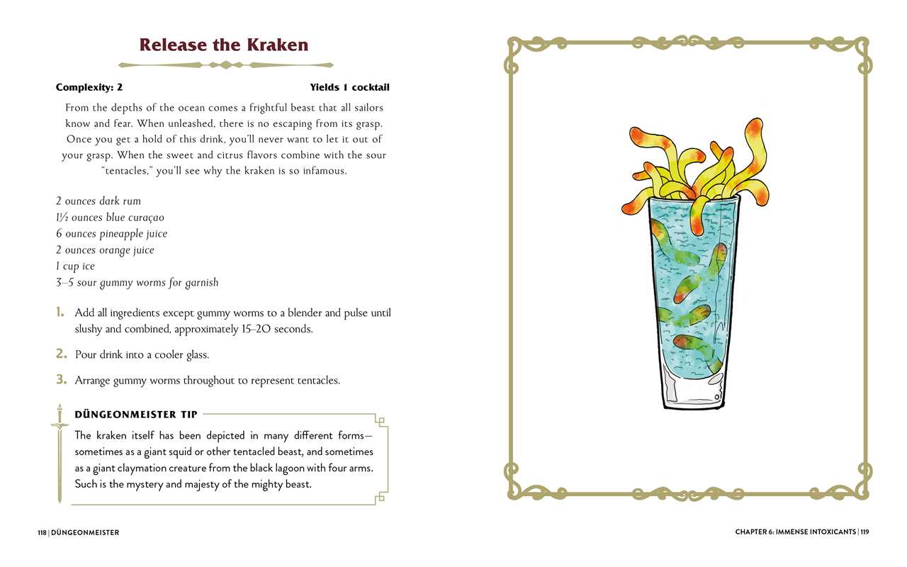 The image shows the recipe for a cocktail called Release the Kracken