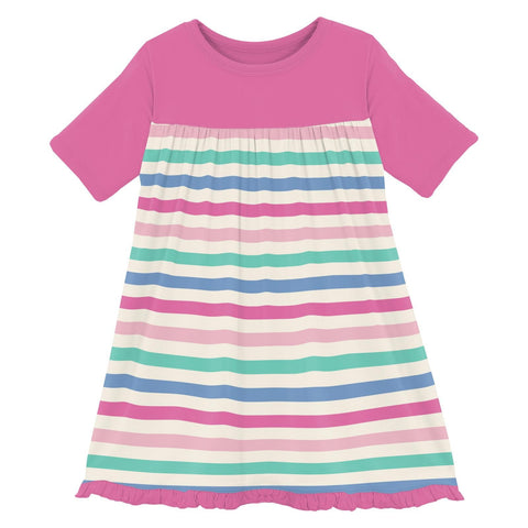 Classic Swing Dress (Short Sleeve) - Skip to my Lou Stripe