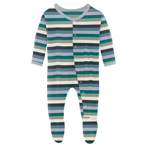 Footie (Snaps/2-Way Zipper) - Snowy Stripe