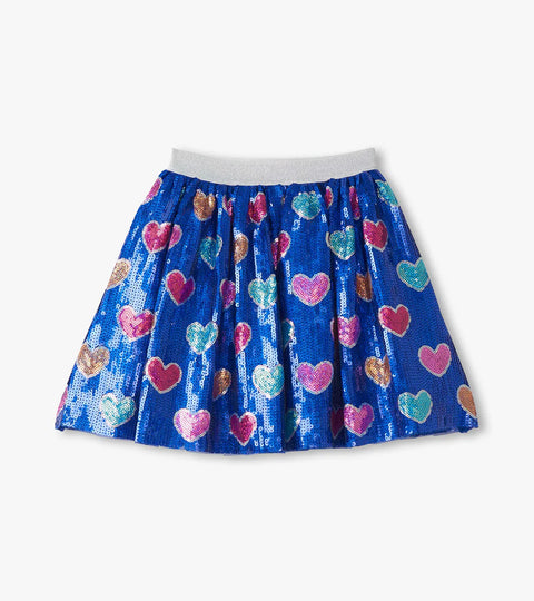 Skirt - Bursted Hearts Sequin Blue