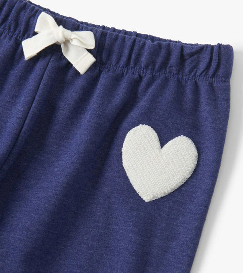 Pants - Patriot Blue Baggy Track With White Hearts