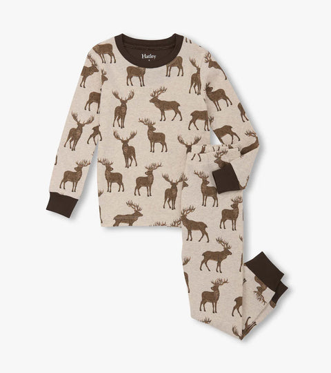 2 Piece Pajamas (Long Sleeve) - Pine Brush Stags