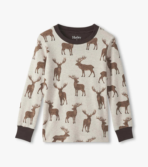 2 Piece Pajamas (Long Sleeve) - Pine Brush Stags