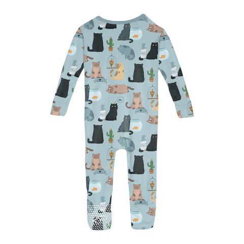 Convertible Coverall (2 Way Zipper) - Spring Sky House Cats