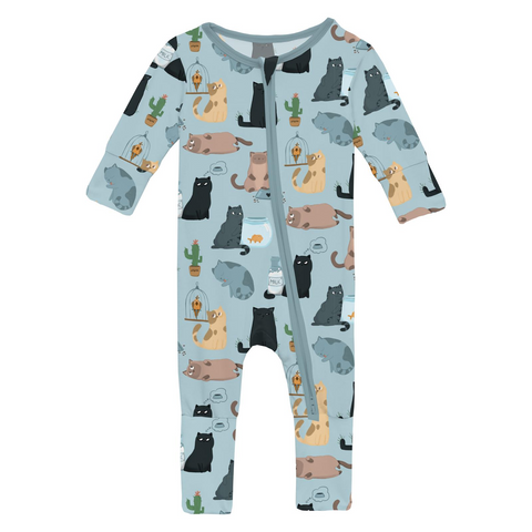 Convertible Coverall (2 Way Zipper) - Spring Sky House Cats