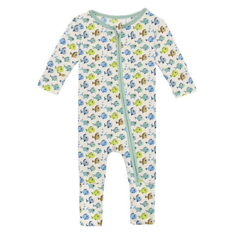 Convertible Coverall (2 Way Zipper) - Natural Fishies