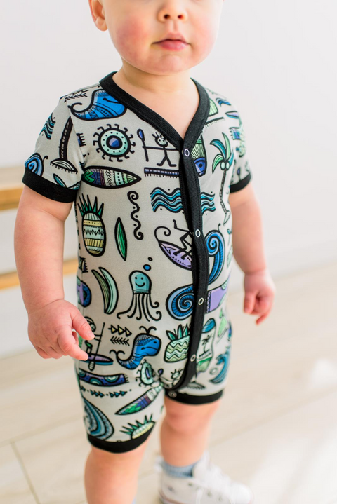 Romper (Snap Front) - Dove Surf