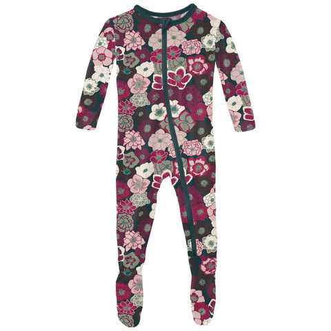 Footie (Snaps/2-Way Zipper) - Hellebores