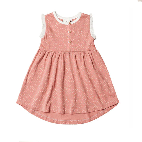 Ruffle Tank Button Dress - Dots