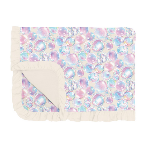 Toddler Blanket with Ruffles - Natural Bubbles