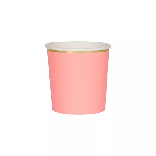 Paper Cups - Neon Coral (8pc)