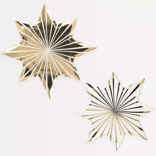 Paper Plates - Gold Stripe Star (8pc)