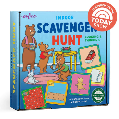 Image shows the game box for the Indoor Scavenger Hunt game.