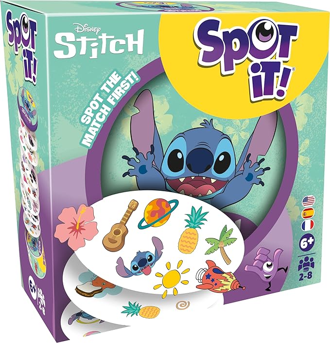 Image shows the box for Spot It! Lilo & Stitch.